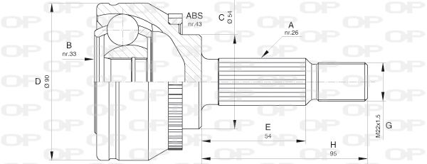 OPEN PARTS Шарнирный комплект, приводной вал CVJ5600.10